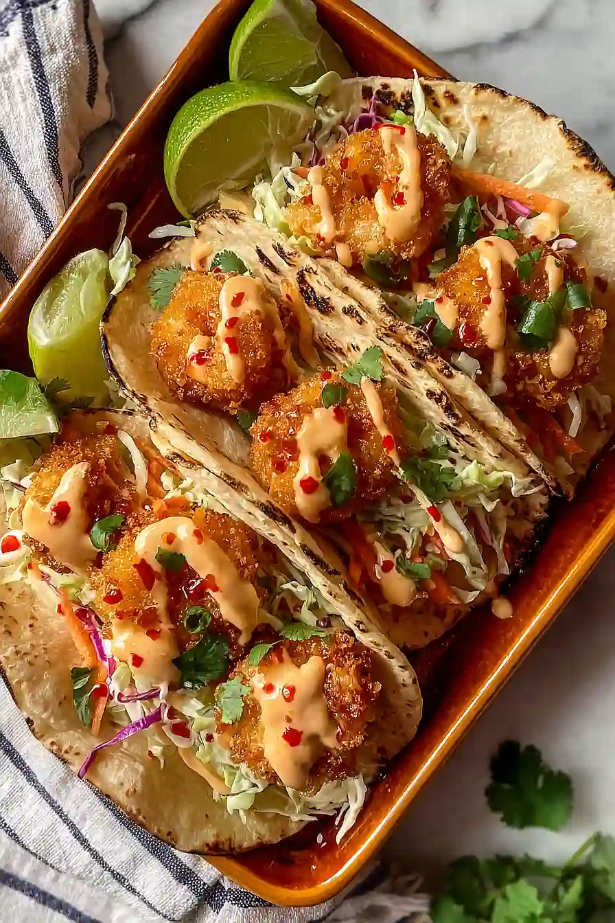 air fryer bang bang shrimp tacos