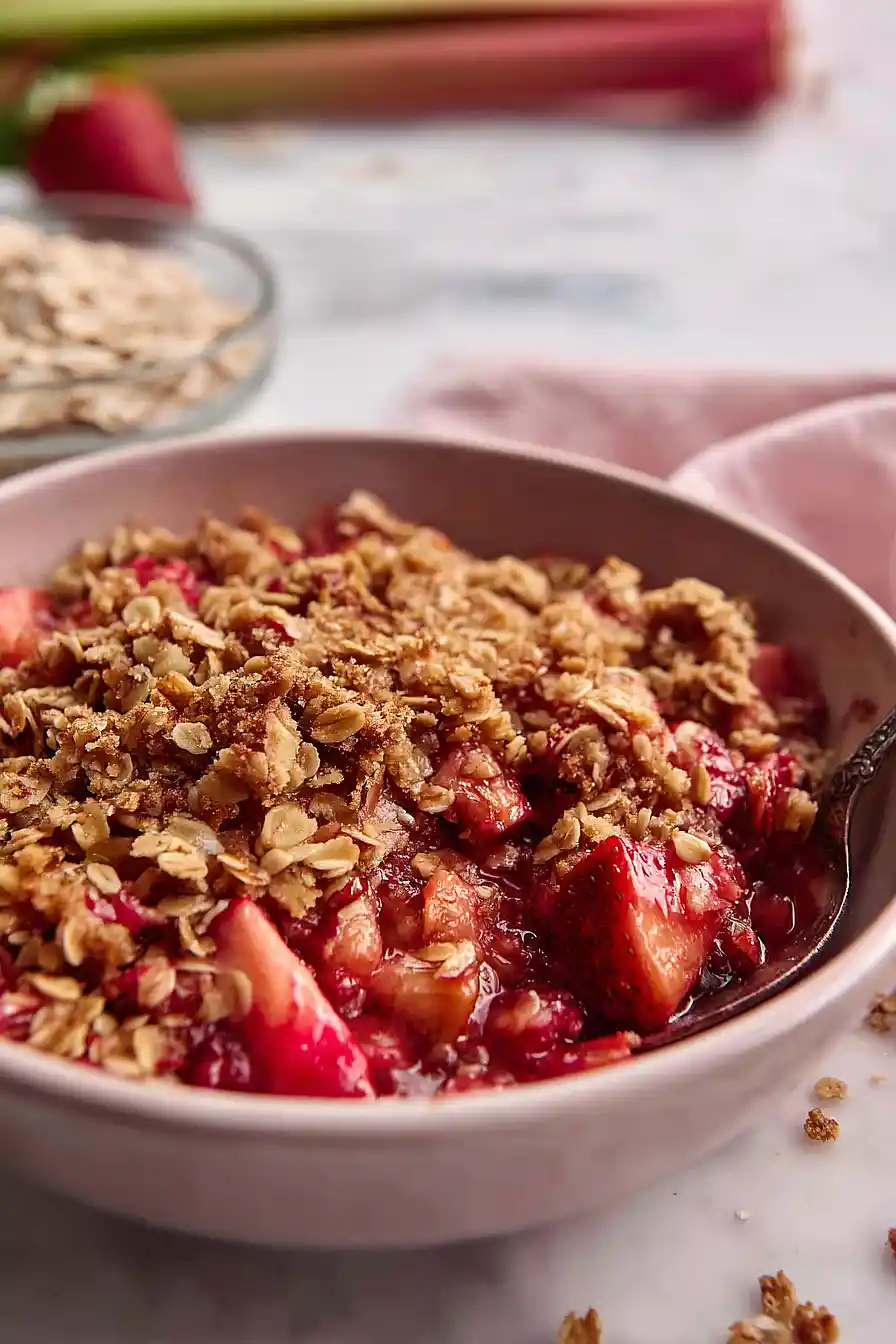 low sugar strawberry rhubarb crisp