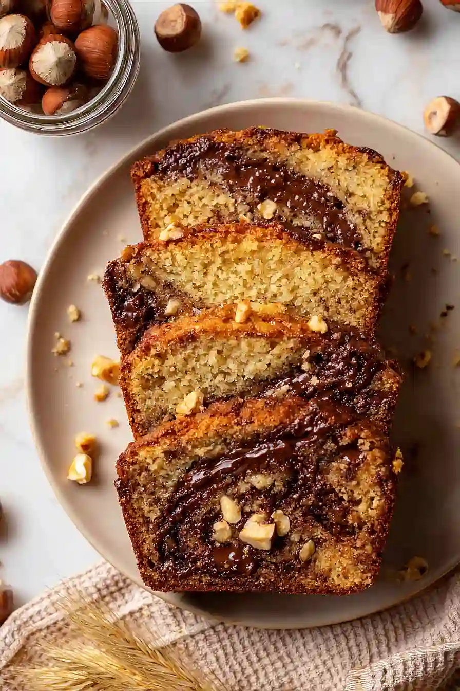 Nutella Stuffed Banana Bread