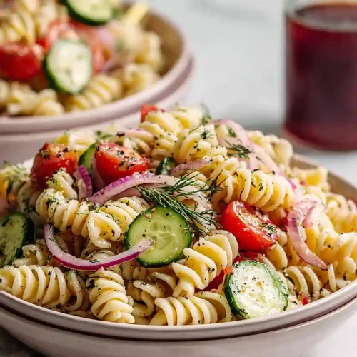cucumber and tomato pasta salad