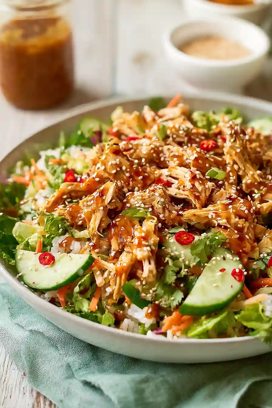 bang bang chicken crispy rice salad