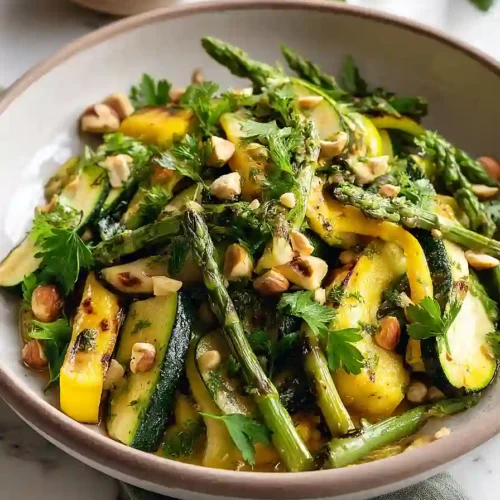 grilled zucchini and asparagus salad