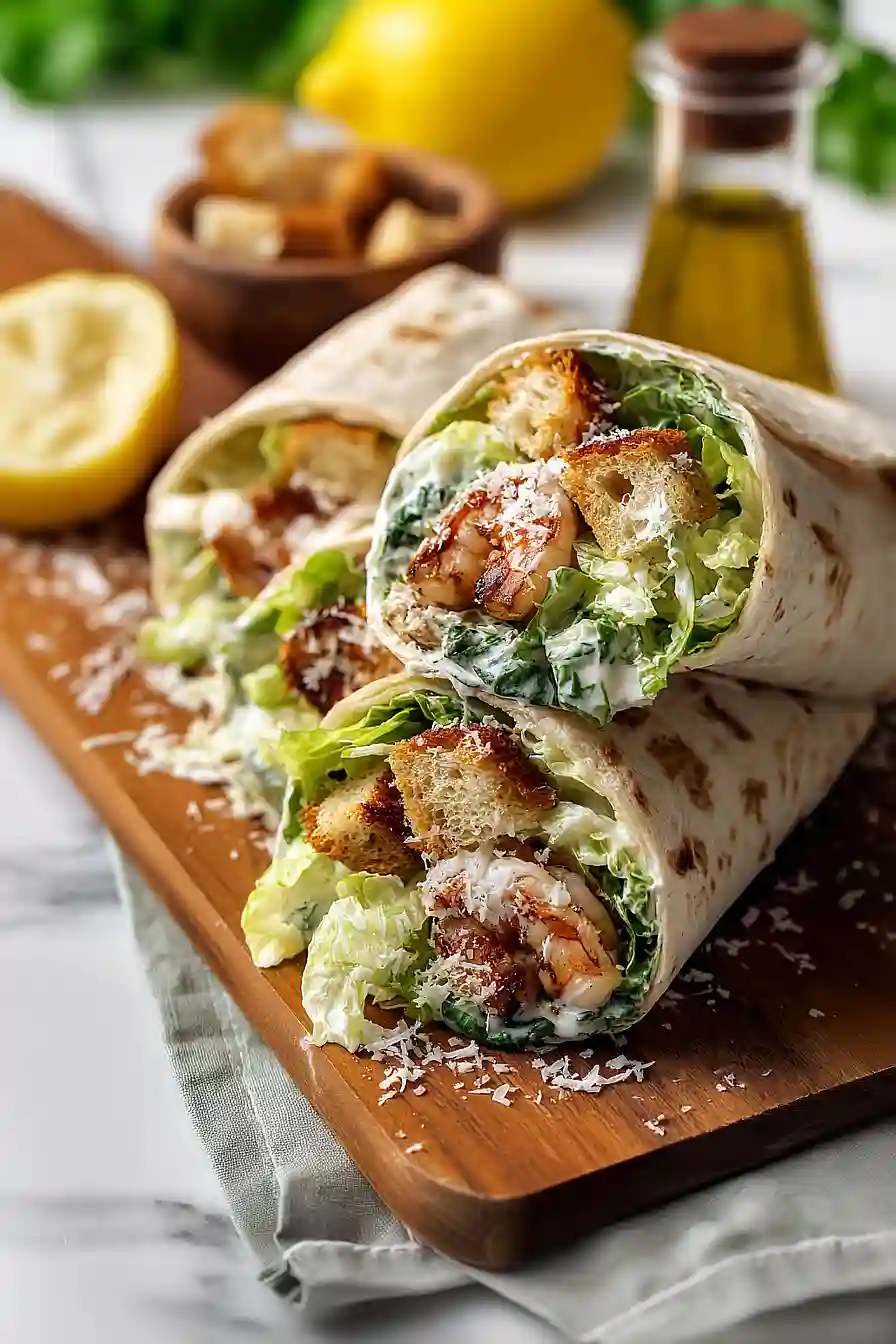 grilled shrimp caesar wraps
