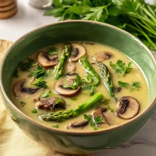 vegan asparagus mushroom soup