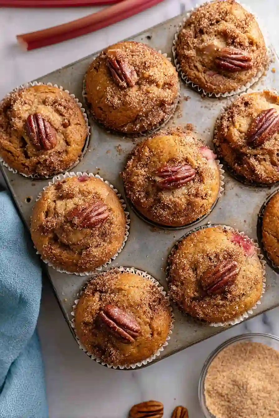 rhubarb pecan muffins