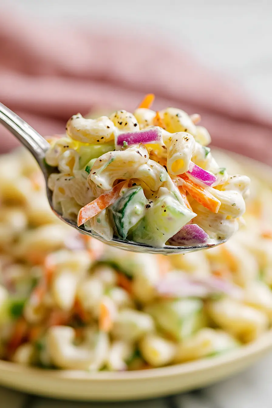 cucumber pasta salad with coleslaw dressing