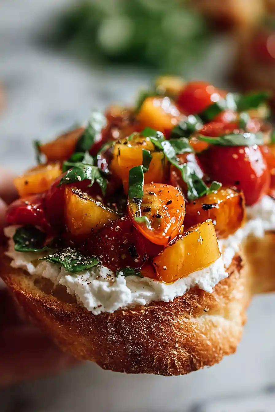 grilled peach bruschetta