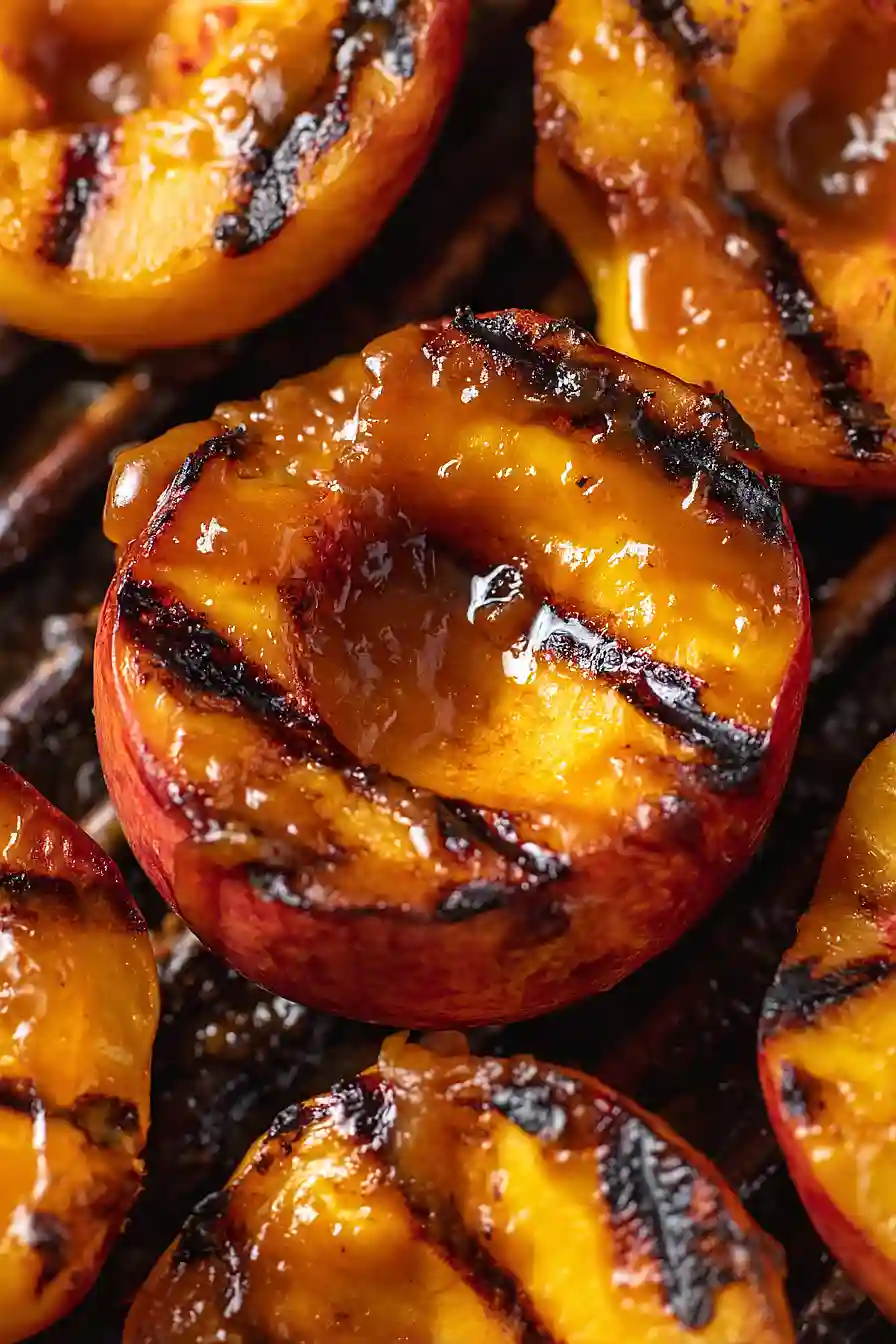 grilled peaches with bourbon sauce