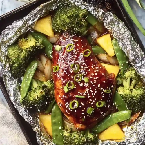 teriyaki chicken and pineapple foil packets