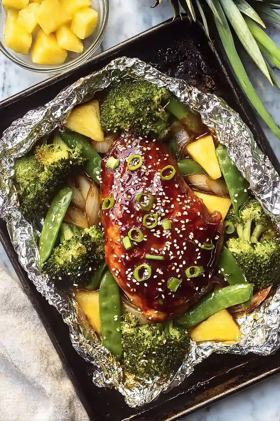 teriyaki chicken and pineapple foil packets
