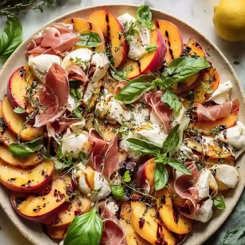 grilled peach caprese salad