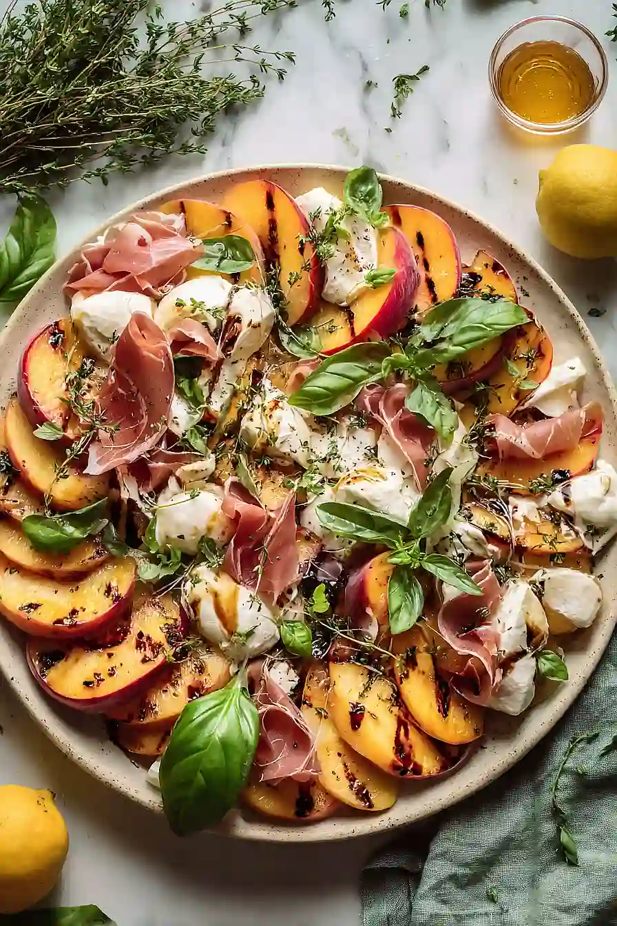 grilled peach caprese salad