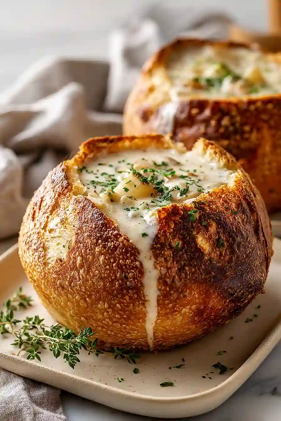 clam chowder bread bowl