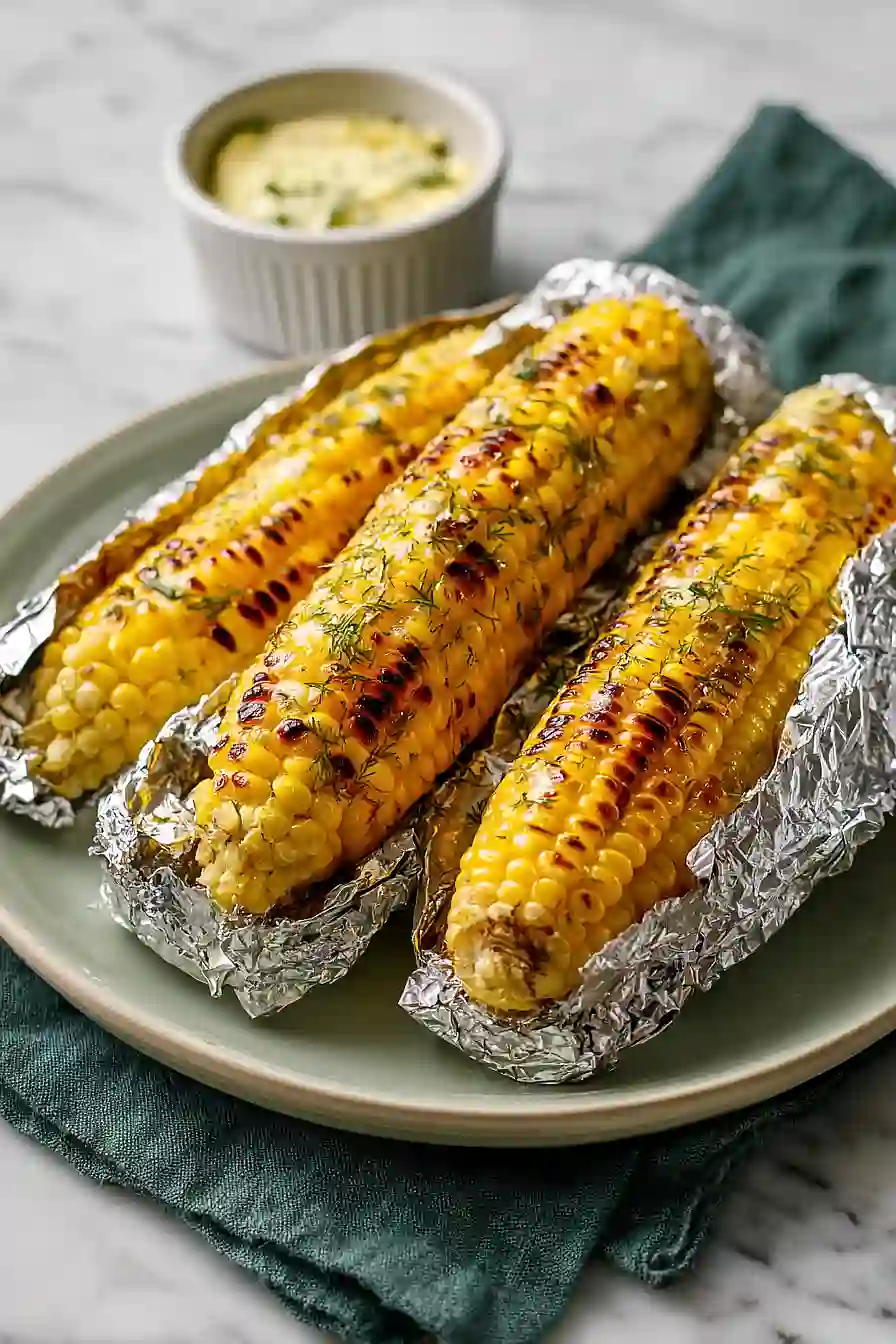 grilled corn on the cob in foil