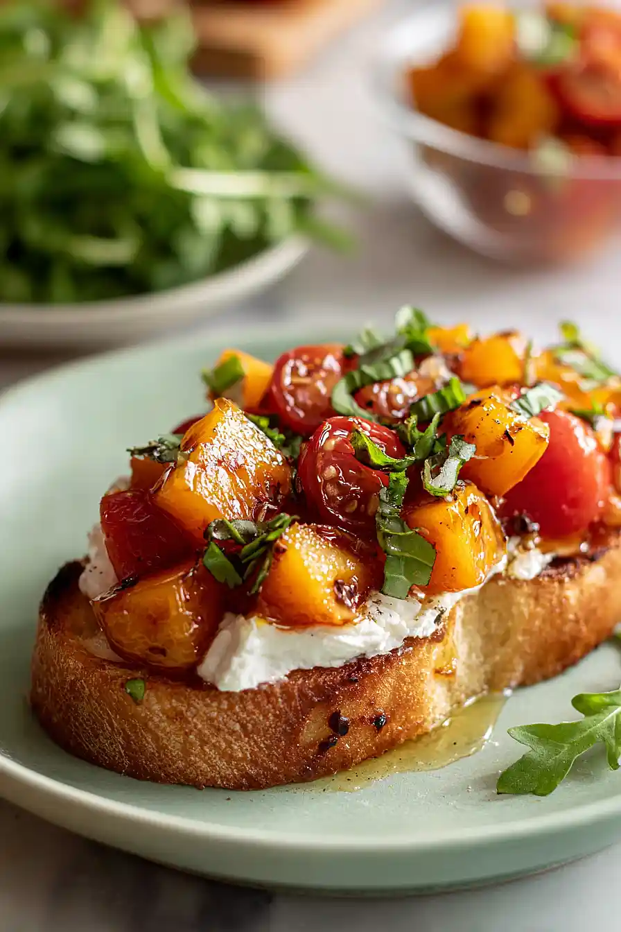 grilled peach bruschetta