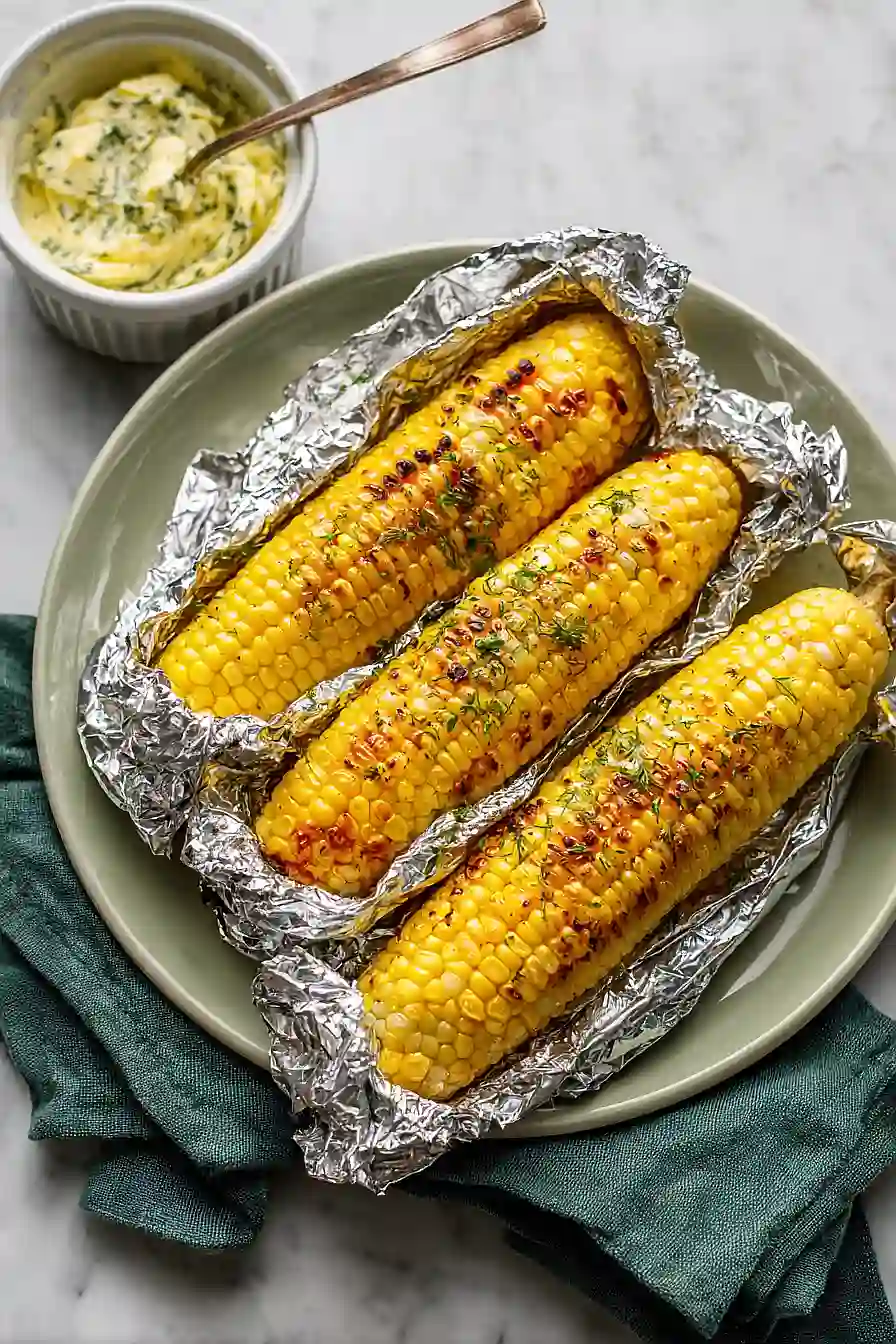 grilled corn on the cob in foil