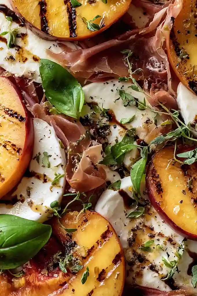 grilled peach caprese salad