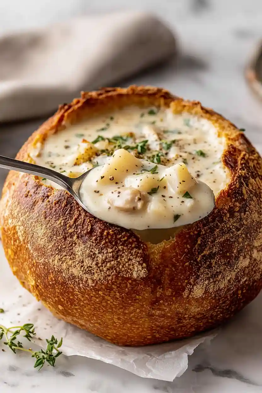 clam chowder bread bowl