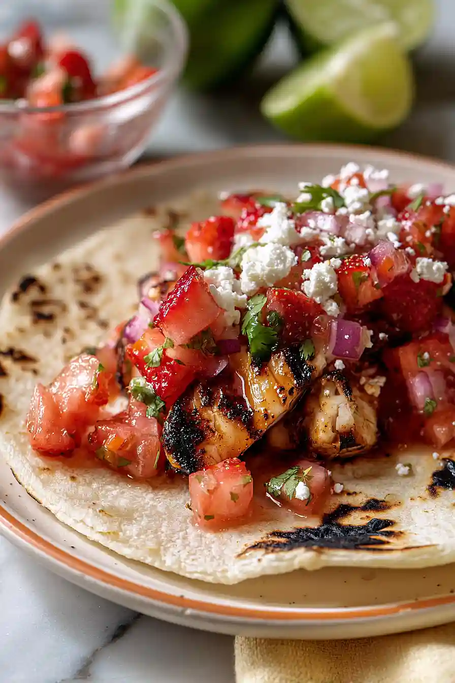 grilled chicken tacos with strawberry salsa