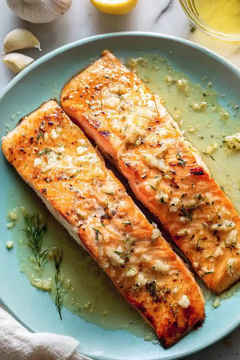 grilled salmon with garlic butter