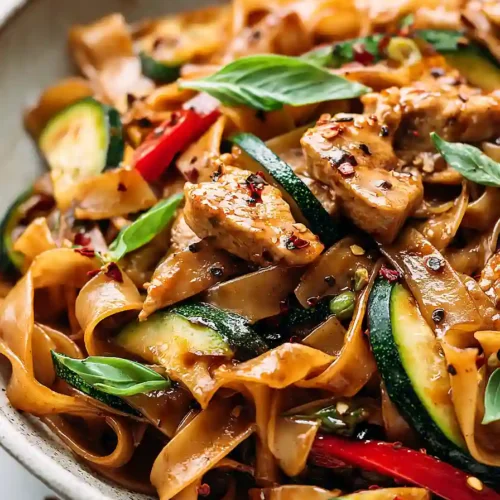 thai drunken noodles with chicken