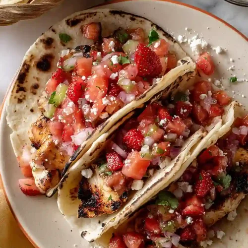 grilled chicken tacos with strawberry salsa
