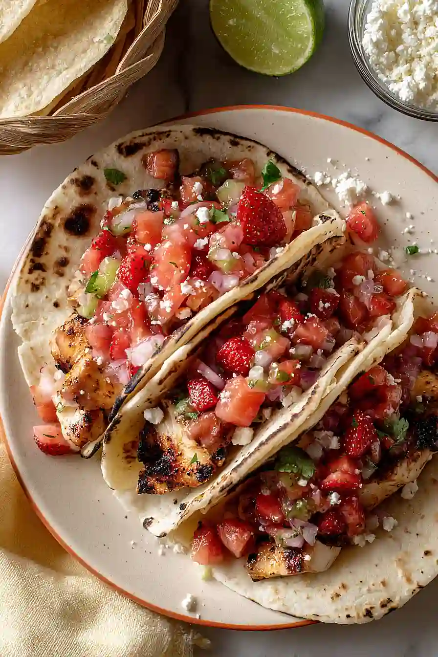 grilled chicken tacos with strawberry salsa