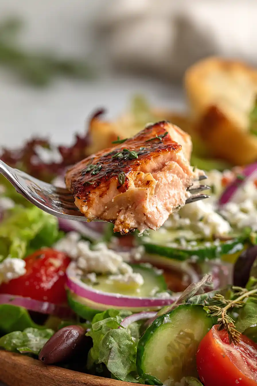 grilled salmon greek salad