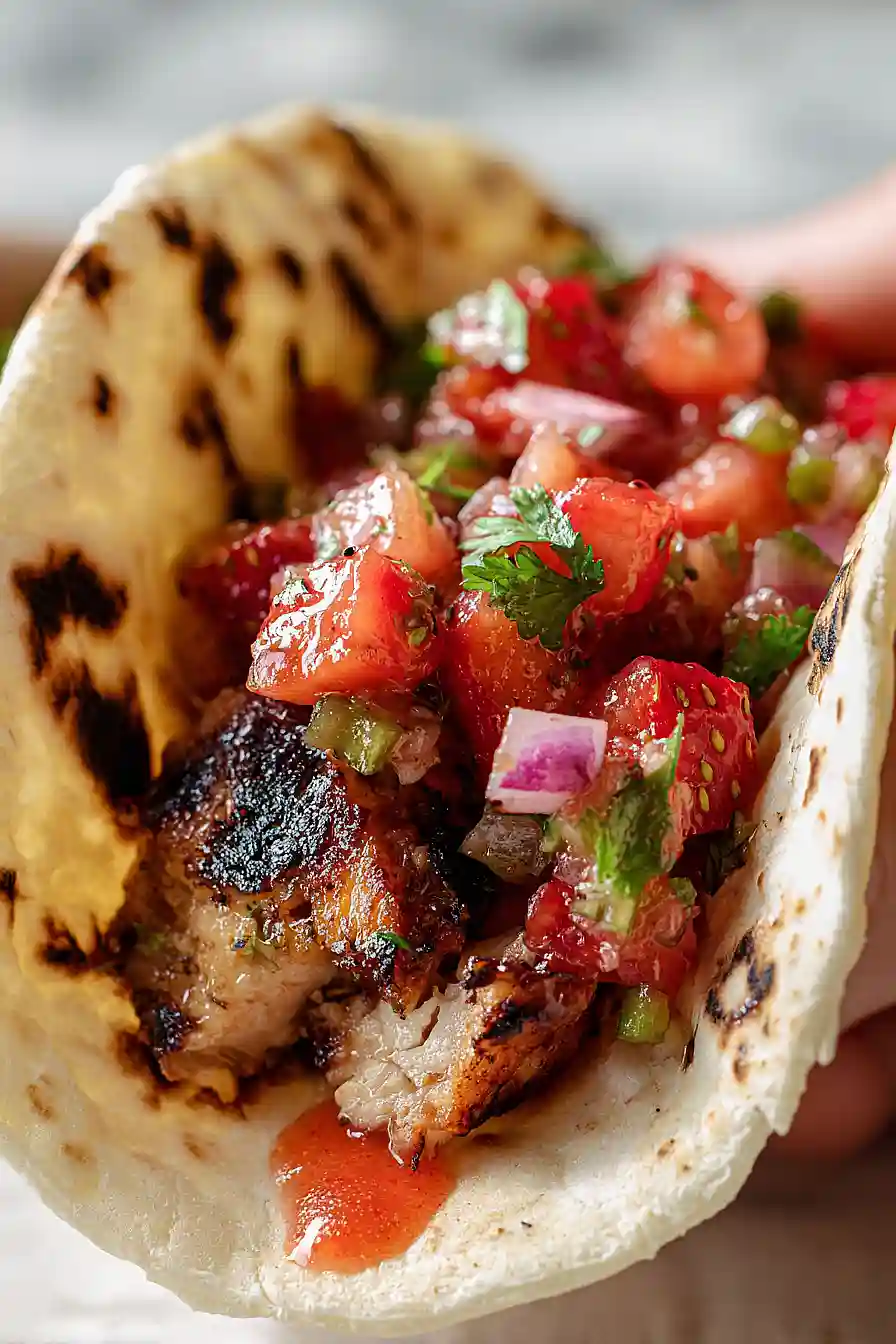 grilled chicken tacos with strawberry salsa