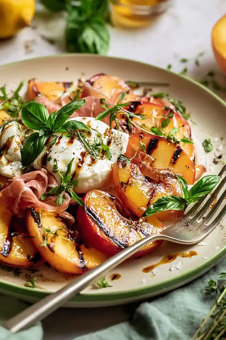 grilled peach caprese salad