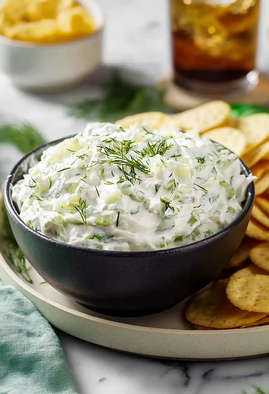 dill pickle dip with sour cream and cream cheese
