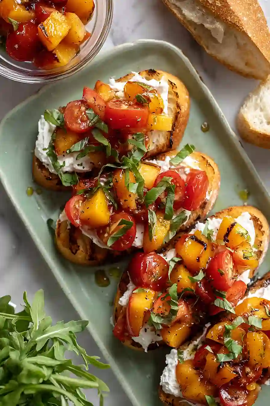 grilled peach bruschetta