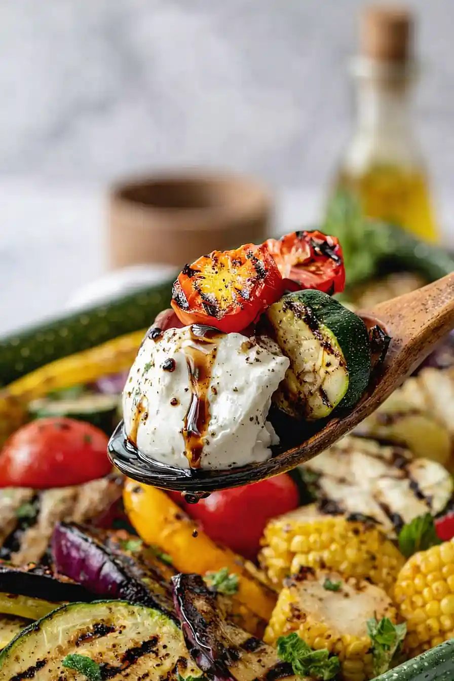 grilled vegetables with burrata