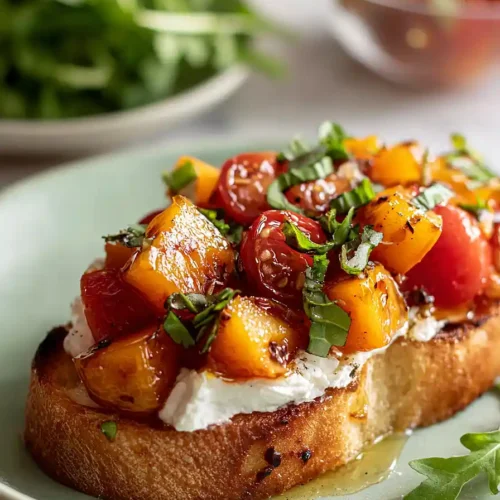grilled peach bruschetta