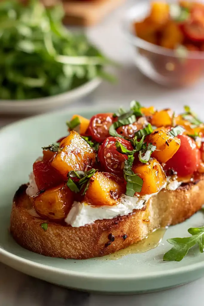 grilled peach bruschetta
