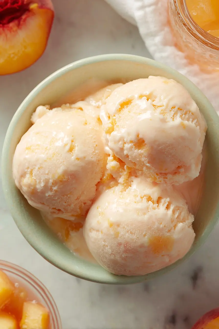 peach ice cream with peach soda
