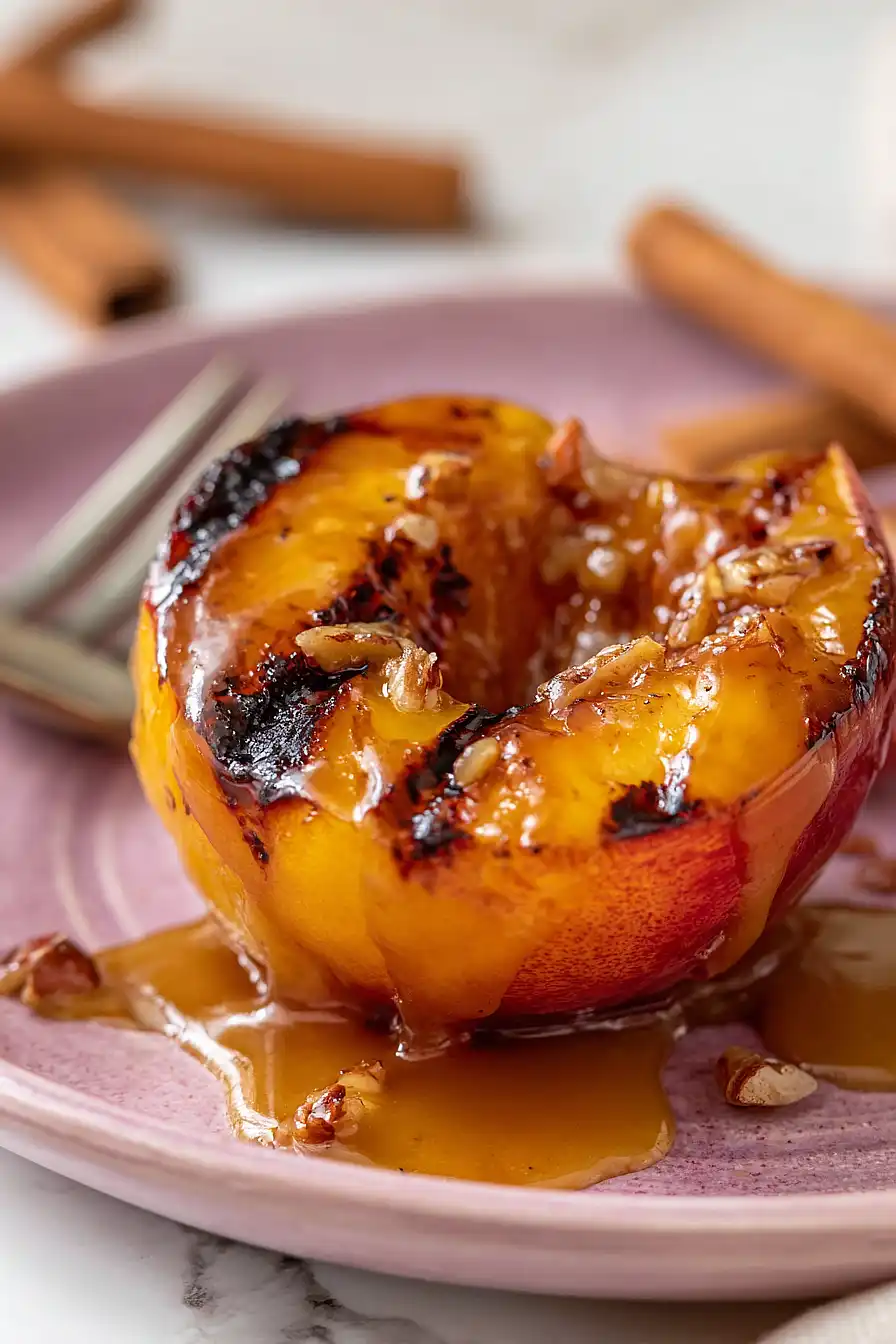 grilled peaches with bourbon sauce