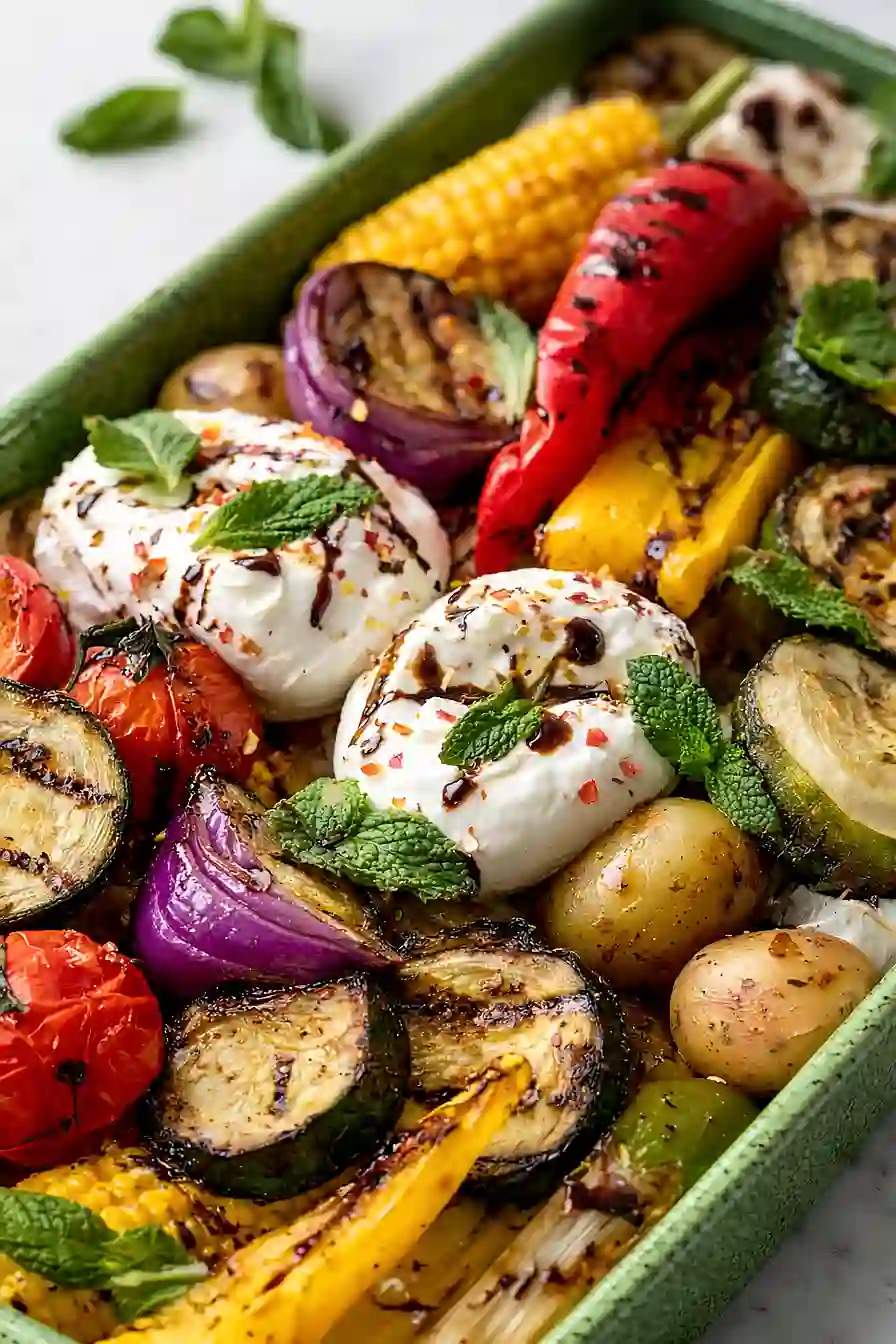 grilled vegetables with burrata