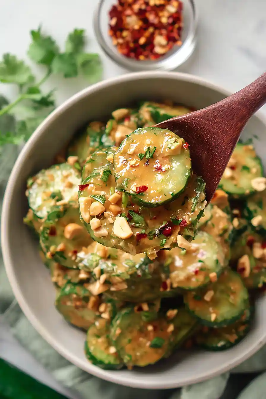 cucumber salad in peanut sauce